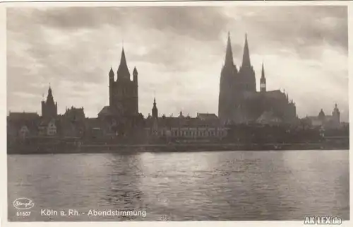 Köln Panorama - Abendstimmung Foto AK ca 1936