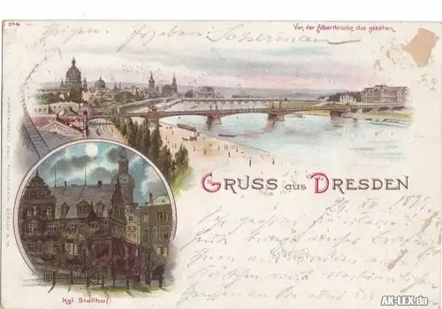 Dresden 2 Bild Litho Panorama und Kgl. Stallhof