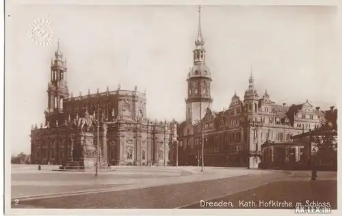 Dresden Katholische Hofkirche mit Schloß - Foto AK