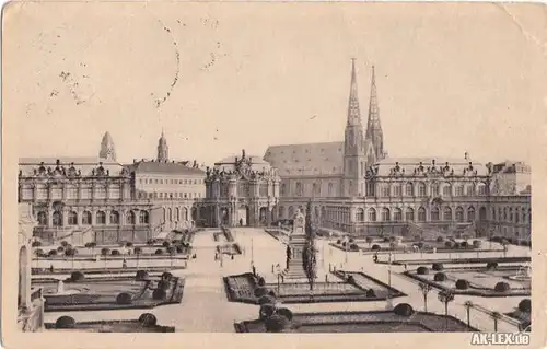 Ansichtskarte Innere Altstadt-Dresden Zwinger mit Sophienkirche 1930