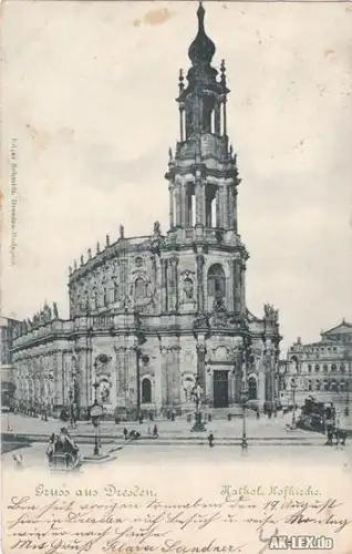 Ansichtskarte Innere Altstadt-Dresden katholische Hofkirche 1899