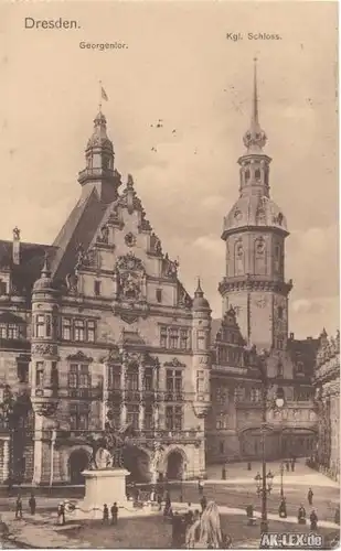 Ansichtskarte Innere Altstadt-Dresden Georgentor und königliches Schloß 1912