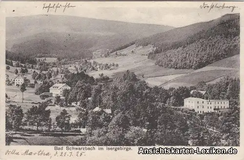 Bad Schwarzbach-Bad Flinsberg Czerniawa-Zdrój Świeradów-Zdrój Panorama - Blick von der Schotterkanzel 1925