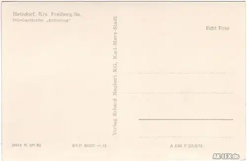 Hetzdorf HO-Gaststätte "Erholung" Foto Ansichtskarte b Willsdruf Freiberg 1975