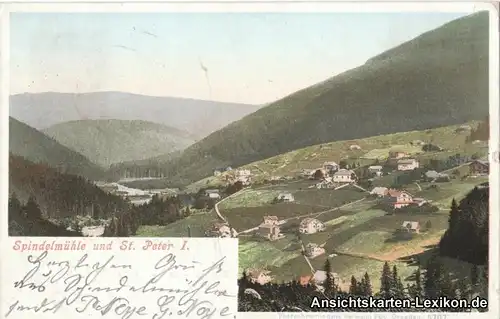 Spindelmühle Panorama - mit St. Peter I Špindlerův Mlýn Riesengebirge 1905