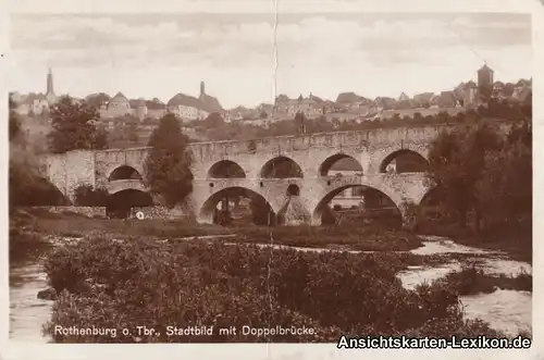Rothenburg ob der Tauber Stadtbild mit Doppelbrücke &#47