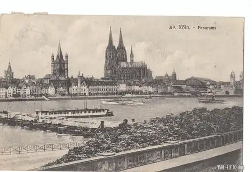 Ansichtskarte Köln Panorama - Behelfsbrücke, Dom, Dampfer 1910