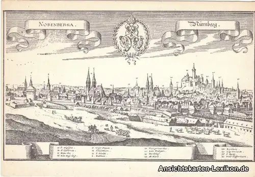 Nürnberg Kupferstich Panorama Ansicht im Jahre 1656