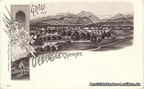 Übersee (Chiemgau) Litho AK - Gruss aus...