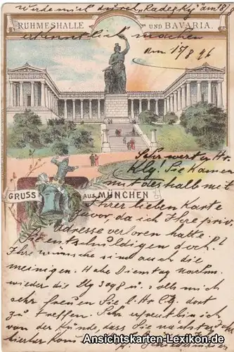 München Litho AK Ruhmeshalle und Bavaria