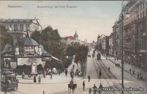 Hannover Georgstraße und Cafe \"Kröpcke\" mit Straßenbah