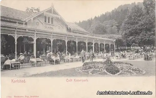 Postcard Karlsbad Karlovy Vary Cafe Kaiserpark 1903