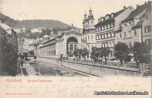 Postcard Karlsbad Karlovy Vary Sprudel-Colonnade 1904