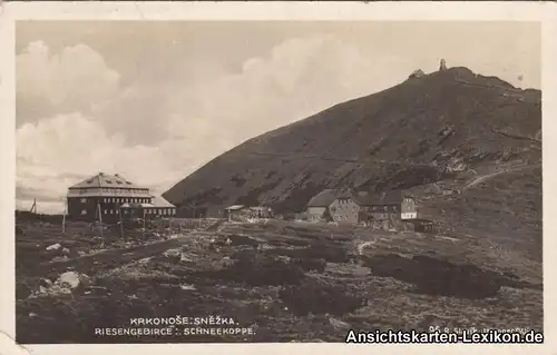 Krummhübel Schneekoppe mit Riesenbaude - Foto AK