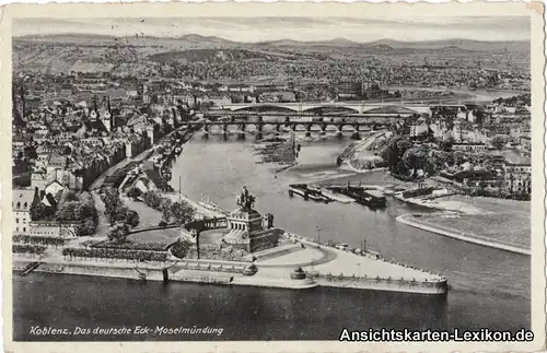 Ansichtskarte Koblenz Das deutsche Eck-Moselmündung 1938