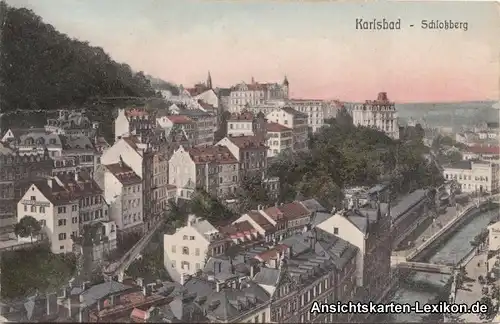 Postcard Karlsbad Karlovy Vary Schloßberg (coloriert) 1910