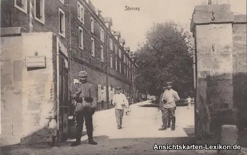 Stenay Ansicht mit Soldaten