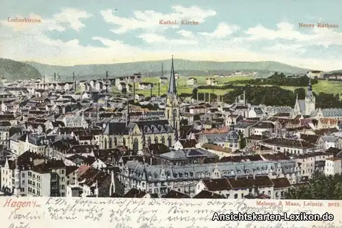 Hagen Totale - Lutherkirche, Kath. Kirche und Rathaus