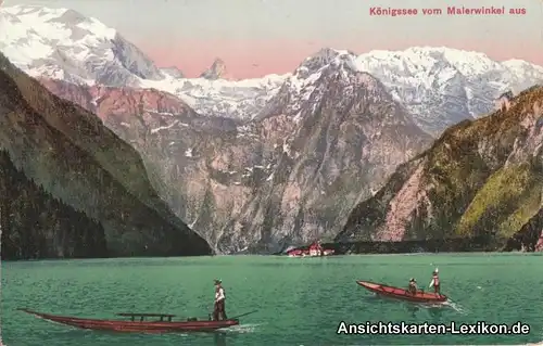 Ansichtskarte Schönau am Königssee vom Malerwinkel aus 1914 zwei Boote