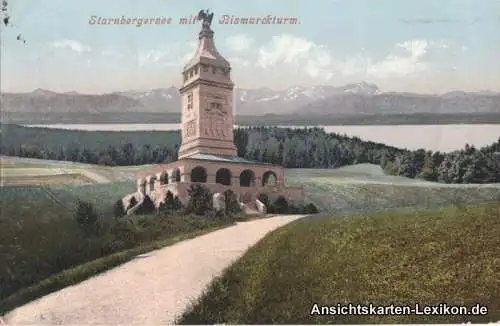 Ansichtskarte Berg (Starnbergersee) Bismarckturm 1906