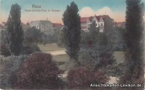 Riesa Kaiser-Wilhelm-Platz (colorierte AK)