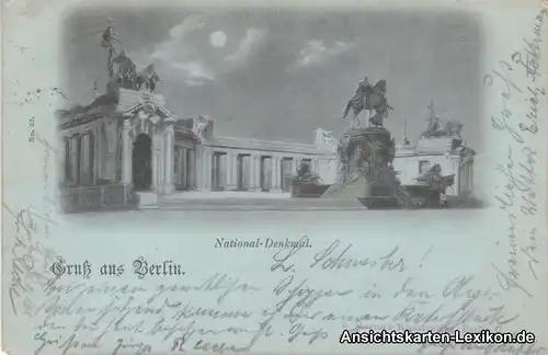 Berlin Mondschenlitho - Kaiser Wilhelm Nationaldenkmal