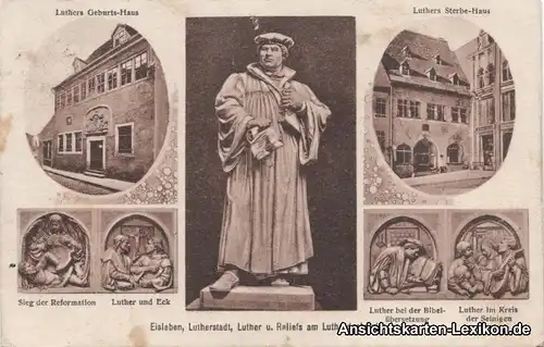 Eisleben Mehrbild AK Lutherstadt - Denkmal, Geburts- und