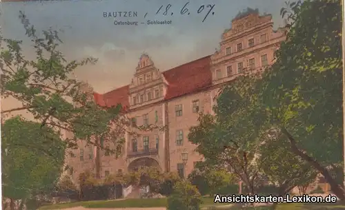 Bautzen Schloßhof der Ostenburg - colorierte AK