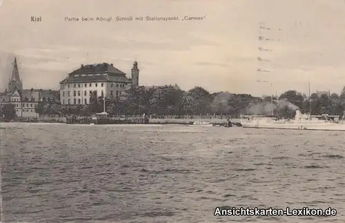 Kiel Partie beim Kgl. Schloß mit Stationsyacht "Carmen"