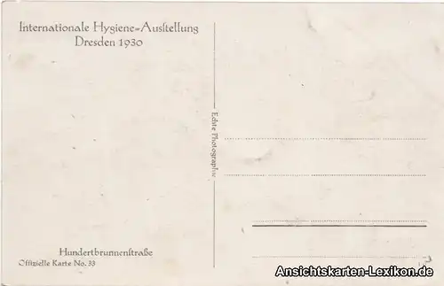 Dresden Hundertbrunnenstraße Springbrunnen Hygieneausstellung 1930