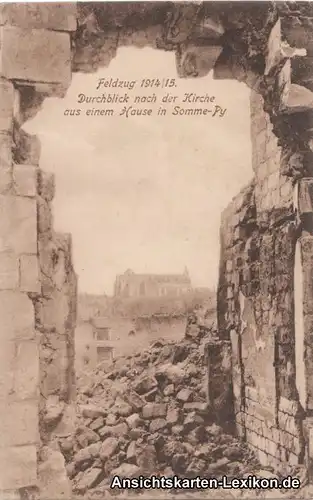 Somme Py Feldzug 1914/15 - Durchblick nach der Kirche au