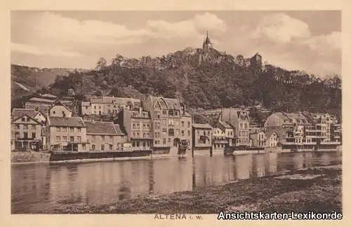 Altena Partie am Fluß Ansichtskarte Westfalen Lippe b Lüdenscheid 1922