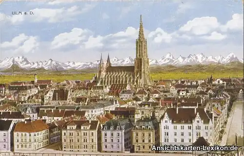 Ulm Panorama Platz Ansichtskarte 1918