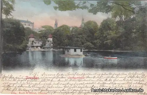 Ansichtskarte Dresden Altstadt Zwingerteich - colorierte AK 1901