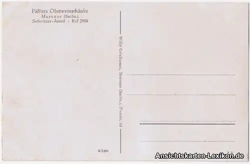 Meerane 2 Bild AK Päßlers Obstweinschänke