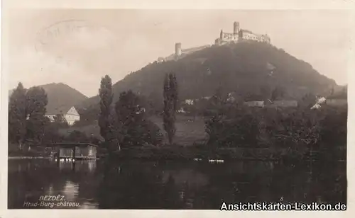 Schloßbösig Foto AK Panorama mit Burgruine