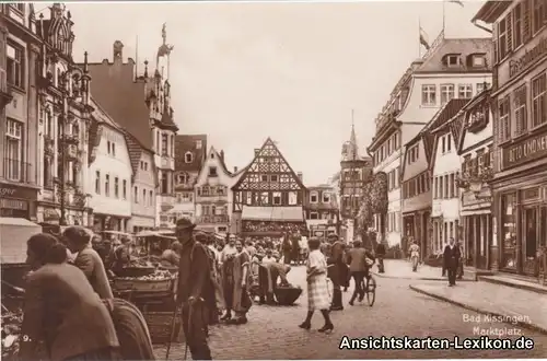 Bad Kissingen Marktplatz - Markttreiben - Foto AK