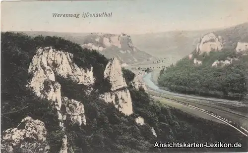 Beuron Blick ins Donautal - colorierte Ansichtskarte 190