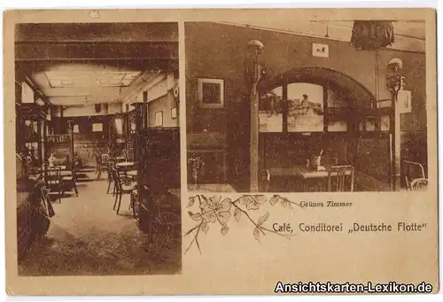 Meißen 2 Bild AK Cafe, Conditorei "Deutsche Flotte" - Innenansicht 1925