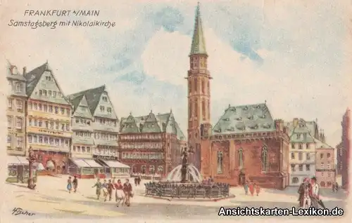 Frankfurt am Main Samstagsberg mit Nikolaikirche - Künst