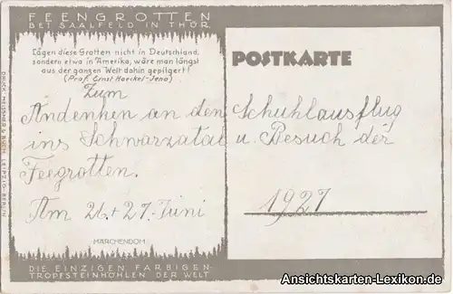 Ansichtskarte Saalfeld (Saale) Feengrotten-Märchendom 1927