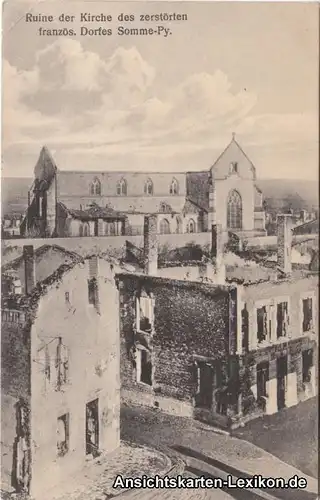 Somme Py Ruine der Kirche des zerstörten französ. Dorfes