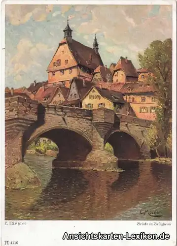 Besigheim Künstler AK - Brücke in Besigheim