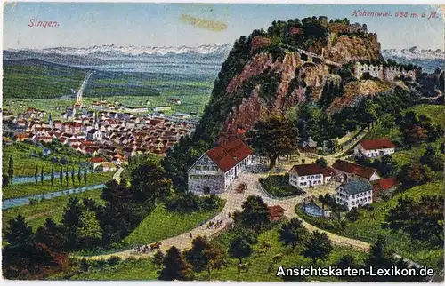 Singen (Hohentwiel) Künstler AK mit Gasthaus Hohentwiel