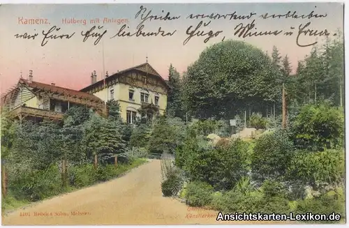 Kamenz Hutberg, Gasthaus und Anlagen - handcolorierte Kü