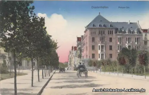 Diedenhofen Metzer-Straße, colorierte Ansichtskarte