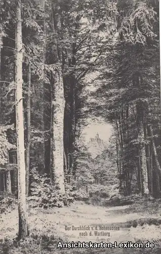 Eisenach Durchblick von der Hohensonne nach der Wartburg