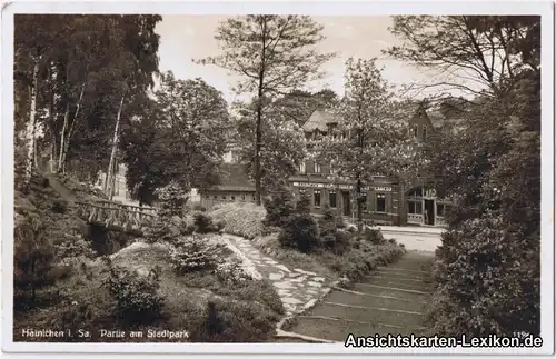 Hainichen Partie im Stadtpark - Blick auf Gasthaus Kronp