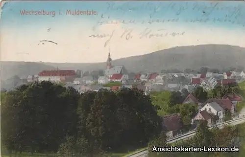 Wechselburg Panorama - colorierte AK