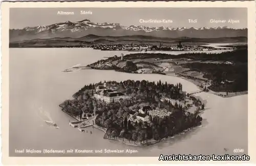 Konstanz Insel Mainau mit Konstanz und Schweizer Alpen